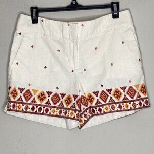 Loft Women's Size 6 Linen Blend Textured Border Shorts